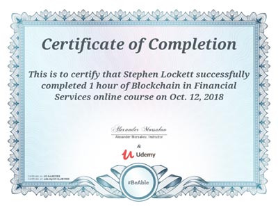 Blockchain In Financial Services Certification Logo